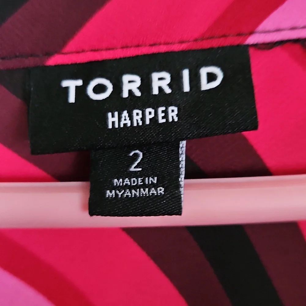 Striped Pink and Black Women's Top - Picture 2 of 2